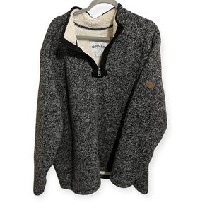 Orvis Gray Fleece Lined Quarter Zip Pullover Sweater Size XXL